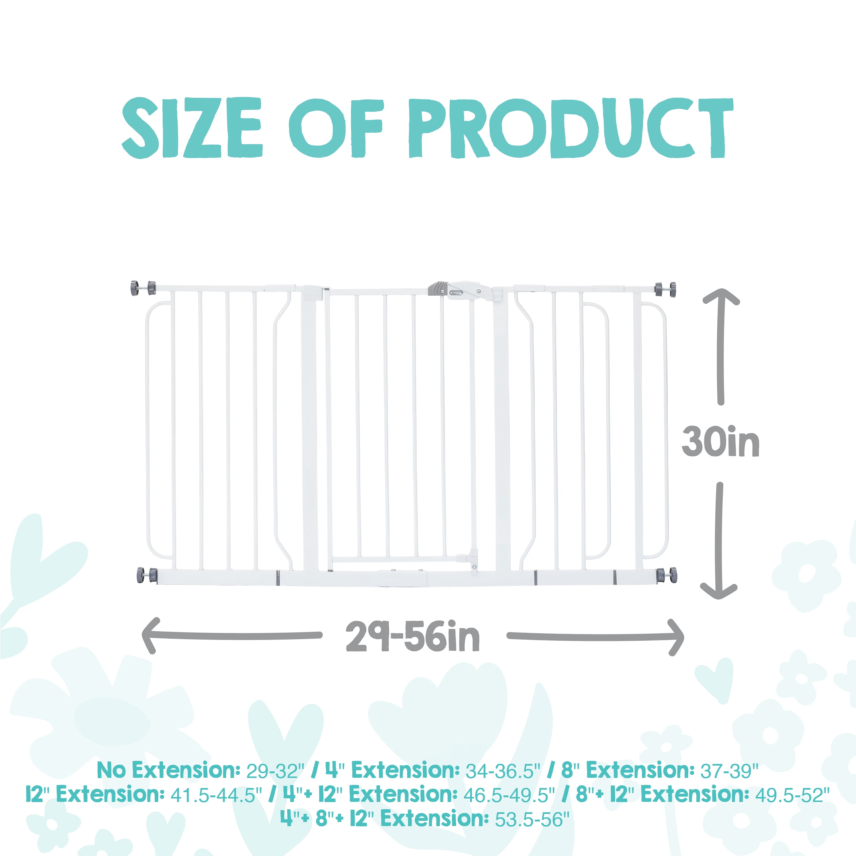 Regalo 56 Inch Extra Wide Walk-Through Baby Safety Gate, White