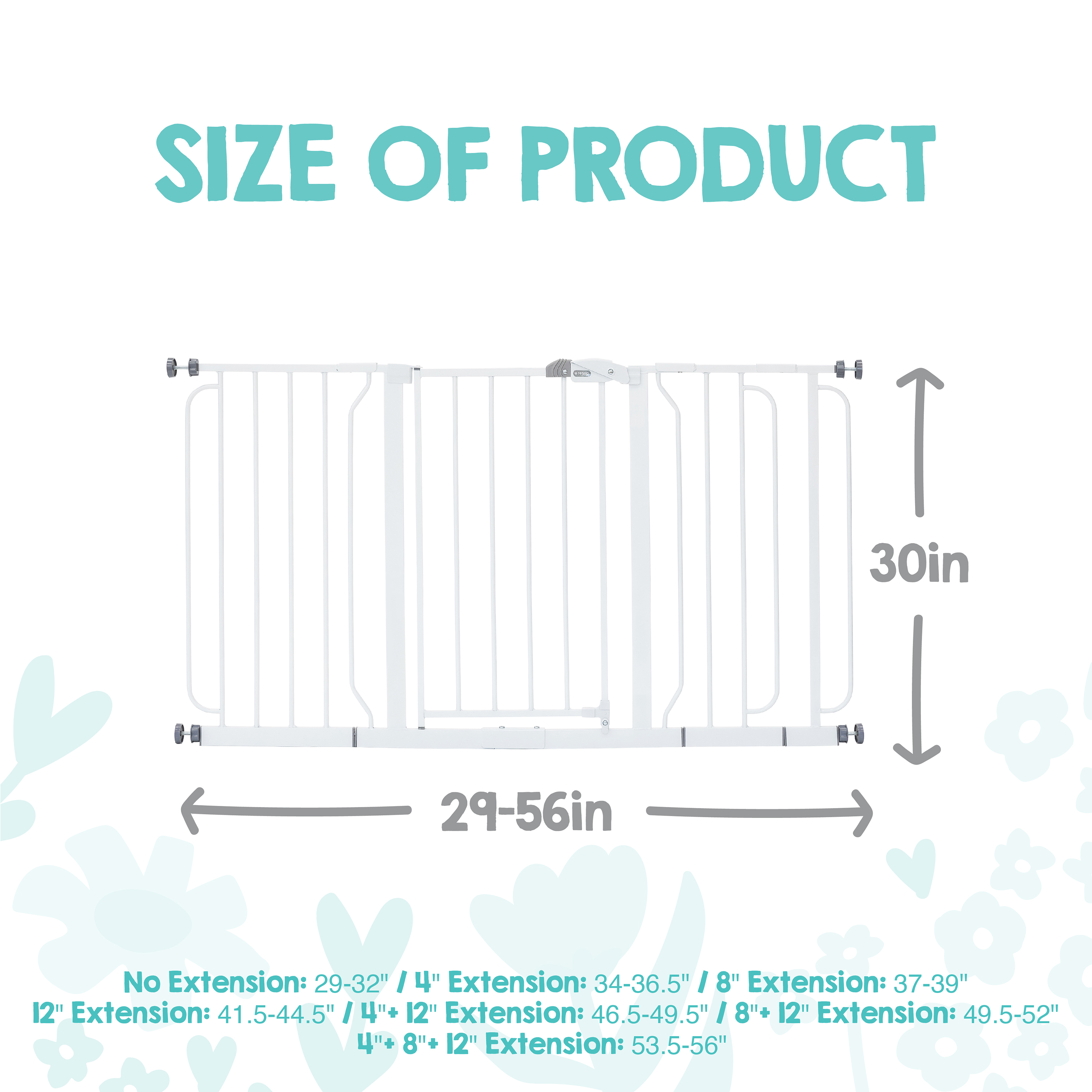 Regalo Extra Wide Baby Safety Gate, 29-56", White photo 2