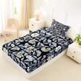 thumbnail image 4 of jejeloiu Sky Floral Twin Sheets For Girls,Soft Print Bedding,Black Blue Yellow,3 Pieces,1 Fitted Sheet and 1 Pillowcase, 4 of 6