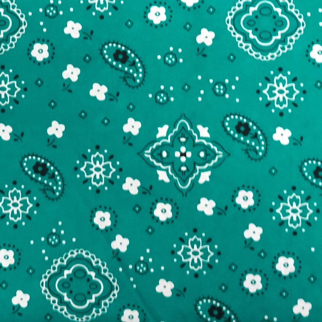 Shason Textile Craft Project Poly Cotton Bandana Print Precut Fabric (2 Yards, Teal)