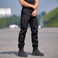 thumbnail image 5 of Cargo Tactical Jogger Pants for Men, Tapered Drawstring Elastic Waist Solid Color Outdoor Casual Trousers with Multi Pockets Black 2XL, 5 of 6