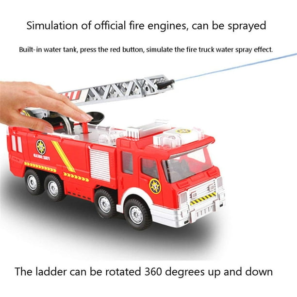 Bump &Go Electric Fire Truck Toy W/ Water Pump Extending Ladder