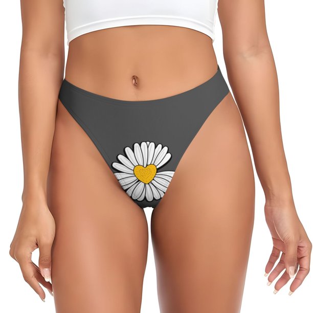Fotbe Keep Life Simple Daisy Flower Tanga Sin Costuras para Mujer con Estampado – Panties Invisibles, Transpirables y Cómodos para Uso Diario-Small
