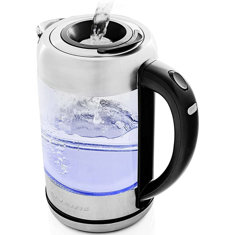 OVENTE Electric Glass Hot Water Kettle, 1.7 Liter, Blue LED Light  Borosilicate Glass, ProntoFill Technology, Bonus of Portable Reusable Pour Teapot  Infuser Ideal for Tea - Yahoo Shopping