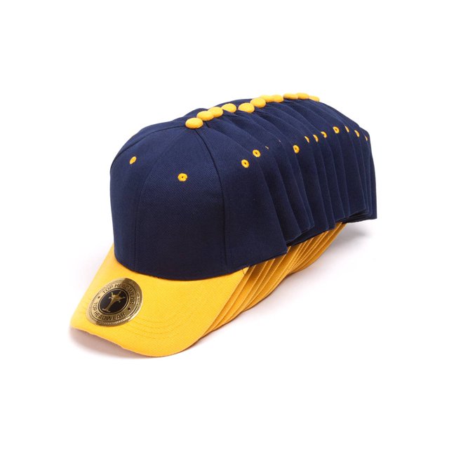 Top Headwear 12-Pack Adjustable Baseball Hat - Navy/Yellow