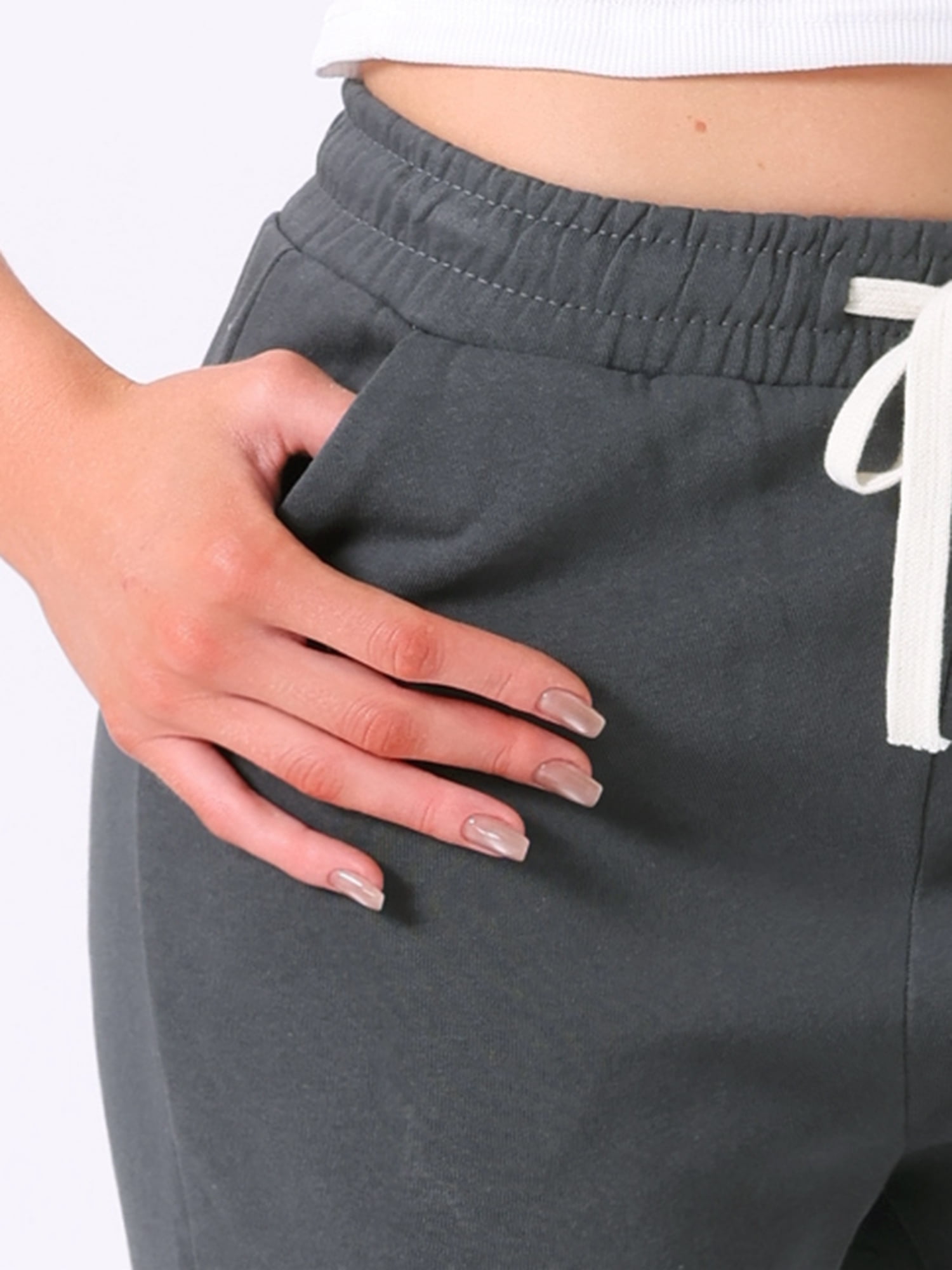DARING DIVA Women's Cotton Straight Elastic Waist Drawstring Lounge Pants S Deep Gray