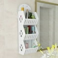 thumbnail image 5 of 3-Tier Wall Mounted Bathroom Storage Rack | PVC Shower Organizer with Hanging Rings | White Space-Saving Shelf for Toiletries & Cleaning Supplies, 5 of 6