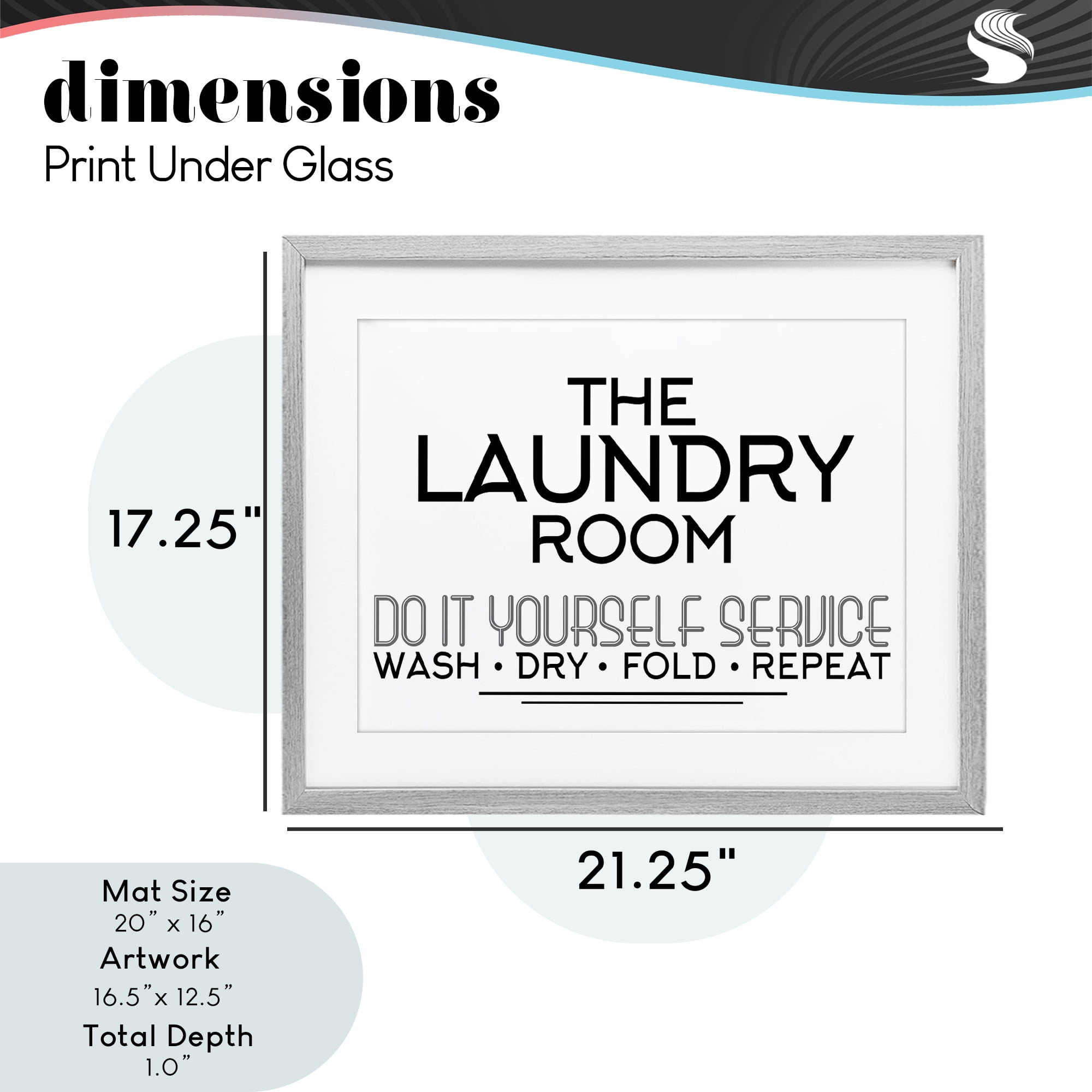 Do It Yourself Laundry Minimal Gray Framed Print Under Glass, design by Kim Allen
