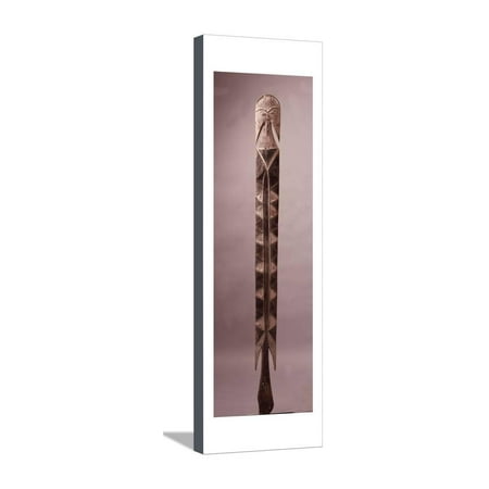 A zig-zag patterned Fang staff with stylized head finial Stretched Canvas Print Wall Art