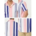 thumbnail image 6 of MODA NOVA Big & Tall Men's Summer Striped Shirts Short Sleeves Button Down Beach Shirt, 6 of 6