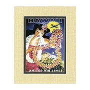 Hawaii Vintage Art Print - United Airlines Lei from Maui, Hawaii