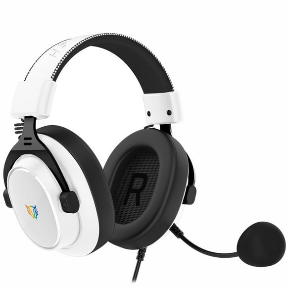 Audifonos Diadema Gamer BALAM RUSH AVIATOR EXPERT HA777 Microfono Desmontable 3.5mm + USB RGB PC Consolas Blanco BR-941150