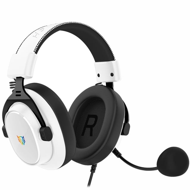 Audifonos Diadema Gamer BALAM RUSH AVIATOR EXPERT HA777 Microfono Desmontable 3.5mm + USB RGB PC Consolas Blanco BR-941150