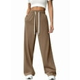 thumbnail image 3 of Women'S High Waist Loose Casual Drawstring Sweatpants Wide Leg Track Pants Fitness Pants with Pockets Brown XXL, 3 of 7
