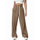 thumbnail image 3 of Pantalones Deportivos Holgados de Cintura Alta con Cordón Ajustable para Mujer, Pantalones Deportivos de Pierna y Bolsillos Marrón XL, 3 of 7
