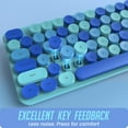 thumbnail image 3 of Teetheory Wireless Keyboard and Mouse Combo, Retro Keyboard with Round Keycaps, 2.4GHz Full-Sized Typewriter Keyboard, Cute Wireless Mouse for PC/Laptop/Mac/Windows XP/7/8/10 (Blue-Colorful), 3 of 8