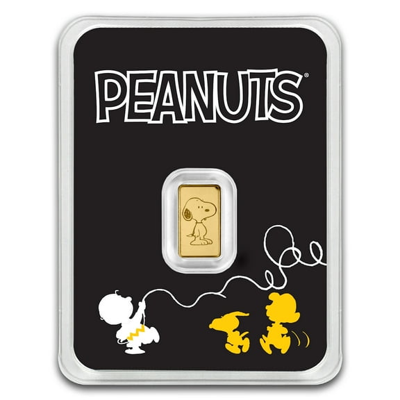 1/2 gram Gold Bar - PeanutsÂ® 75th Anniversary Peanuts - Pamp 0.9999 Fine Gold Bar