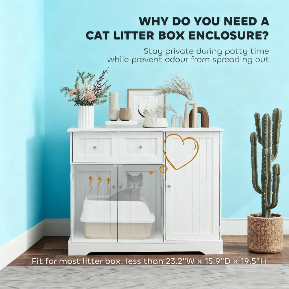 Cat Litter Box Enclosure with Drawers, 39" x 18" x 31.5"