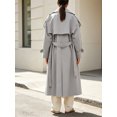 thumbnail image 5 of Womens Oversized Long Trench Coat Double Breasted Lapel Windproof Overcoat with Belt, 5 of 6