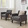 thumbnail image 6 of LAZZO Accent Chair, Mid-Century Modern Linen Tufted Armchairs for Living Room and Office, Dark Gray, 6 of 8