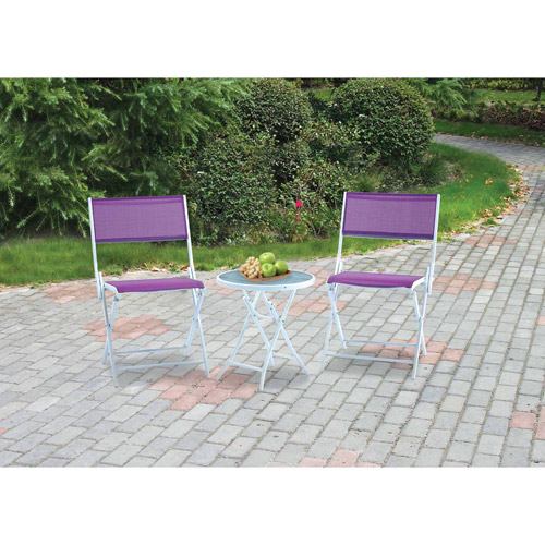 Mainstays Grab and Go 3Piece Outdoor Bistro Set, White and Purple Fizz, Seats 2 Walmart.com Mainstays Grab and Go 3Piece Outdoor Bistro Set, White and Purple Fizz, Seats 2 Walmart.com