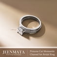 thumbnail image 6 of JeenMata 1.50 Carat Princess Cut Moissanite Wedding Set - Bridal Set - Channel Set Ring - Handmade Ring - 18k White Gold Plated for Women, 6 of 13