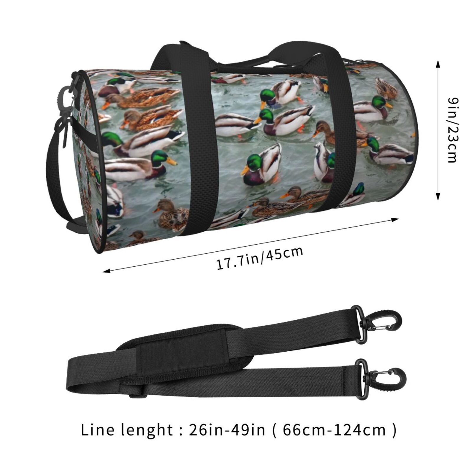 Vsdgher Mallard Ducks Swimming 45L Foldable Duffel Bag, Sports Gym Bag,Overnight Bag, Portable Weekender Bag for Airplanes
