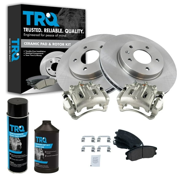 TRQ Front Ceramic Brake Pad Rotor & Caliper Kit w/Chemicals for GM Truck SUV BKA15447 Fits select: 2008-2010 SATURN VUE, 2007-2009 CHEVROLET EQUINOX