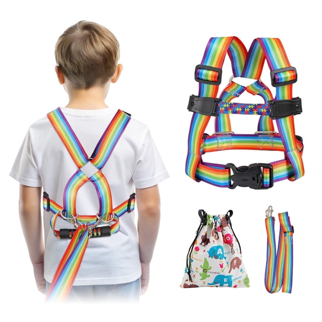 Arnés de seguridad JXM para niños de 3 a 6 años con autismo y TDAH Leash Rainbow