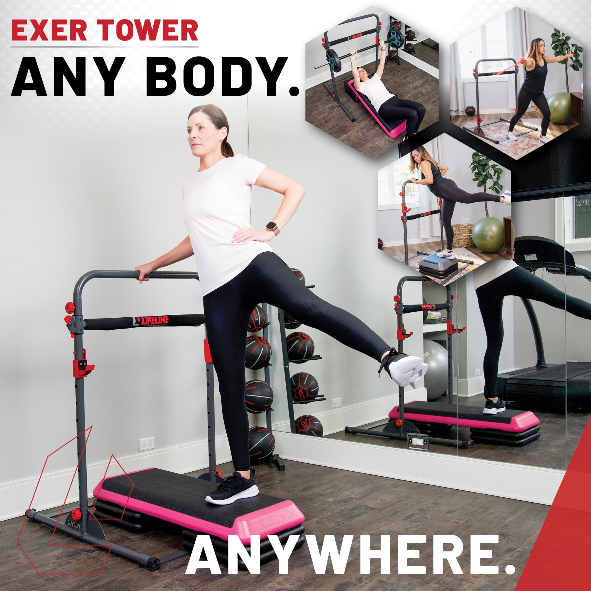 Lifeline Fitness Exer Tower - All-in-One Workout Station for Total Body Bodyweight Exercises