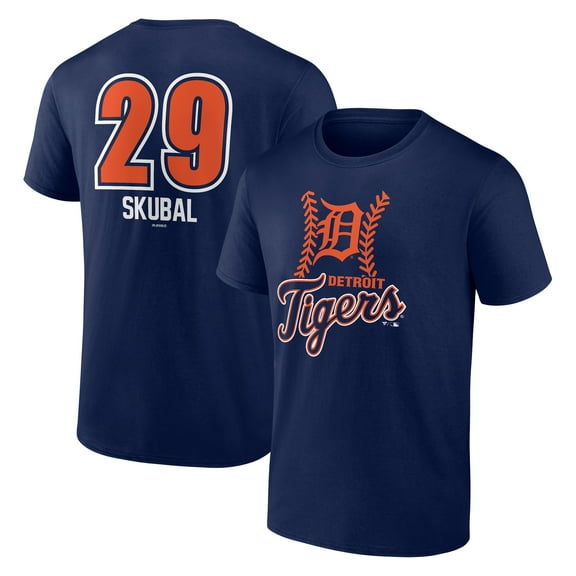 Men's Tarik Skubal Navy Detroit Tigers Fastball Player Name & Number T-Shirt