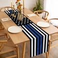thumbnail image 3 of Blue White American Flag Table Runner - 108 Inch Long, Kitchen Dining Table Runner Dresser Scarves, USA Flag Vintage Stars Farmhouse Decor for Coffee Tables Wedding Party Banquet, 3 of 8