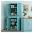 thumbnail image 2 of Kitchen Pantry Freestanding Cabinet, Tall Food Storage Cupboard with Doors & Drawer, Adjustable Shelves, Dark Blue, 2 of 9