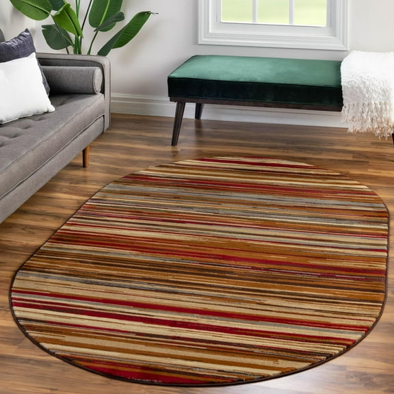 Unique Loom Barista Collection Area Rug - Icatu (4' x 6' Oval Beige/Brown)