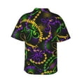 thumbnail image 3 of Disketp Hawaiian Shirts For Men,Neon Mardi Gras Print Mens Casual Short Sleeve Button Down Shirts Beach Shirt, 3 of 8