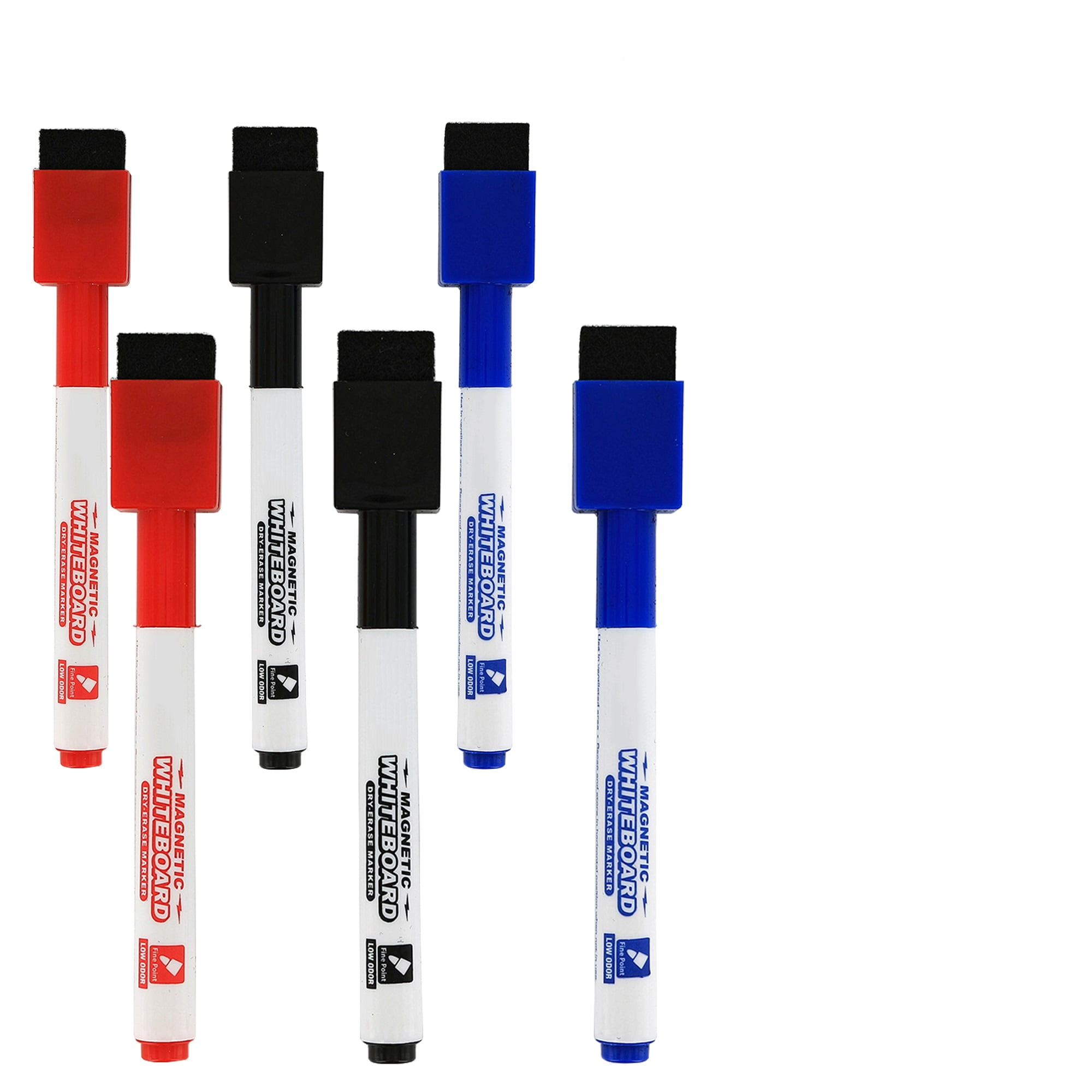 Emraw Super Great Magnetic Dry Erase Markers Whiteboard Assorted Colors Fine Point Marker Erasable Pen set for Kids School Office charts graphs memo boards - 3 per pack (Pack of 2)