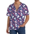 thumbnail image 3 of Fotbe Skull cartoon flower print Short Sleeve Button Down Shirts for Men Casual Summer Beach Wrinkle Free Shirt-X-Large, 3 of 7