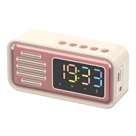 GJX Digital Alarm Clock,Clock Radios for Bedroom with Bluetooth-Compatible Speaker,Smart Portable Smart Alarm Clocks,Dual Alarm,FM Radio
