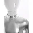 thumbnail image 5 of TiaoBug Kids Girls Metallic Full Body Unitard Gymnastics Jumpsuit Shiny Mock Neck Bodysuit Dancewear Silver L/140, 5 of 7