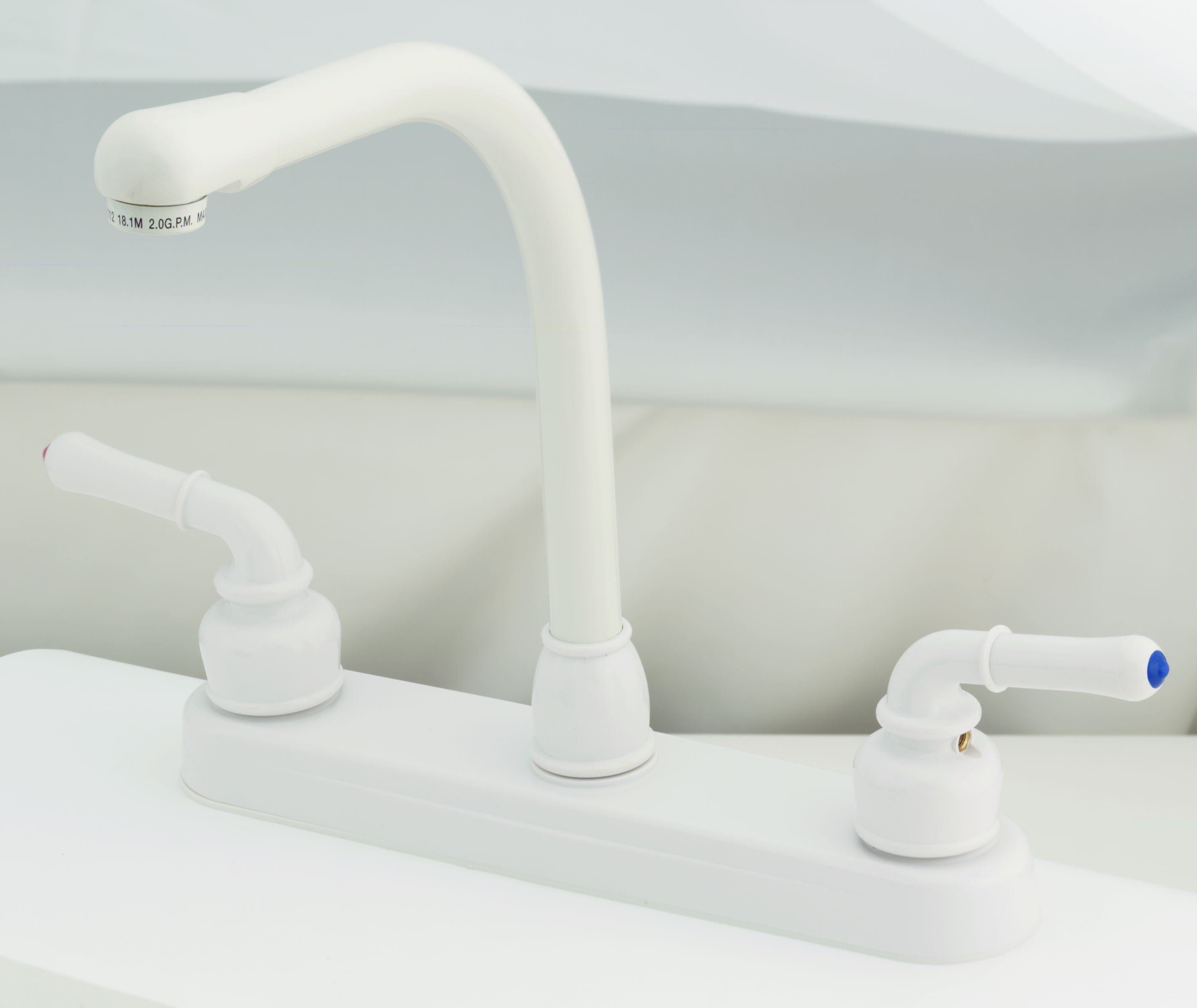 Empire Brass U-YWI800RSW White 8" Hi-Rise Kitchen Faucet with Tea Pot Handles