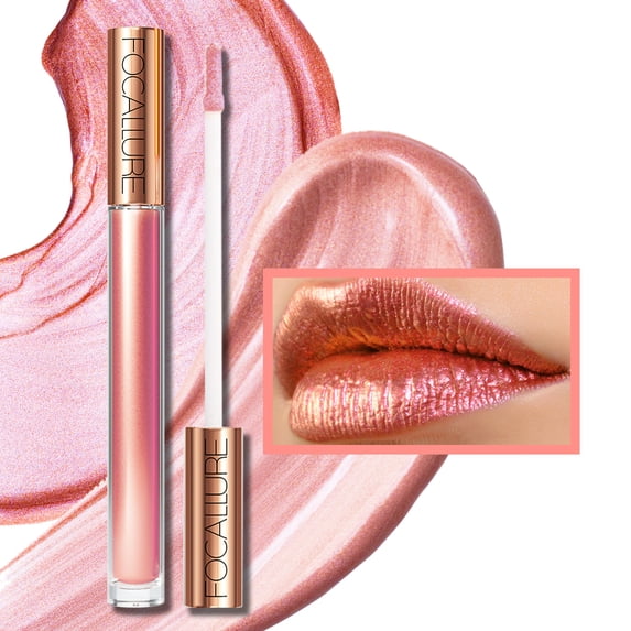 FOCALLURE Metallic Chameleon Liquid Lipstick, Diamond Glitter Lip Gloss, Shimmery Finish, Intense Pigment, Long-Lasting, Nonstick Cup Lip Makeup for Costume, Cosplay, Rave Festival, #01 AMETHYST