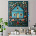 thumbnail image 4 of Folk Art Blue House Floral Canvas Print, Wall Decor for Living Room Bedroom Dining Room Entryway Kitchen Farmhouse Boho, 4 of 8