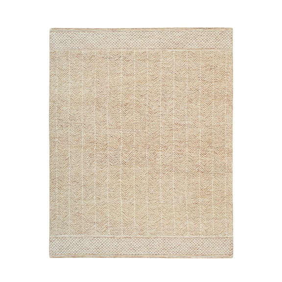 EORC Rust/Ivory Hand-Tufted Wool Modern Modern Rug, 7'9 x 10'-Color:Rust/Ivory,Material:Wool