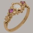 thumbnail image 2 of LBG British Made 9k Rose Gold Natural Opal & Pink Tourmaline Womens Anniversary Ring - 33 size options - Size 9, 2 of 9
