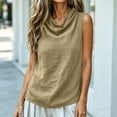 thumbnail image 4 of cocolona Summer Linen Tank Tops for Women Cowl Neck Sleeveless Shirts Trendy Casual Tunic Solid Color Blouses, 4 of 6