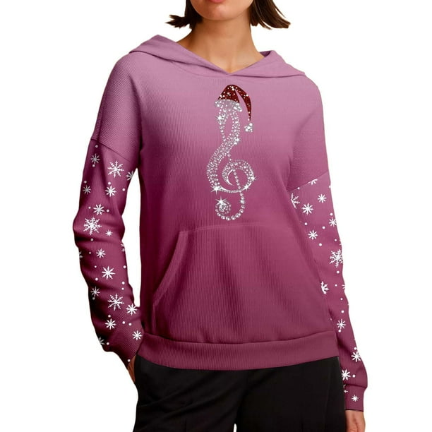 WILLBEST Sudadera con Capucha Cozy Style de Manga Larga, Estilo Casual y Cómoda, Ideal para Estar En Casa Durante Las Fiestas Diseño Estampado Mediana