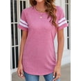 thumbnail image 5 of DODOING Women's Tshirts Color Block Tops Summer Short Sleeve Blouse Crew Neck Casual T Shirts, 5 of 8