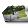 thumbnail image 3 of Mountain Soft Flannel Fleece Blanket, Bikers Riding on Mountainous Highway in the Alpine Mountains Digital Art Print, Cozy Plush for Indoor and Outdoor Use, 60" x 80", Hunter Green, by Ambesonne, 3 of 6