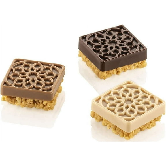 Silikomart SF379 Mauresque Square Silicone Mold with 15 Cavities, Each 1.57 Inch x 1.57 Inch x 0.63 Inch High