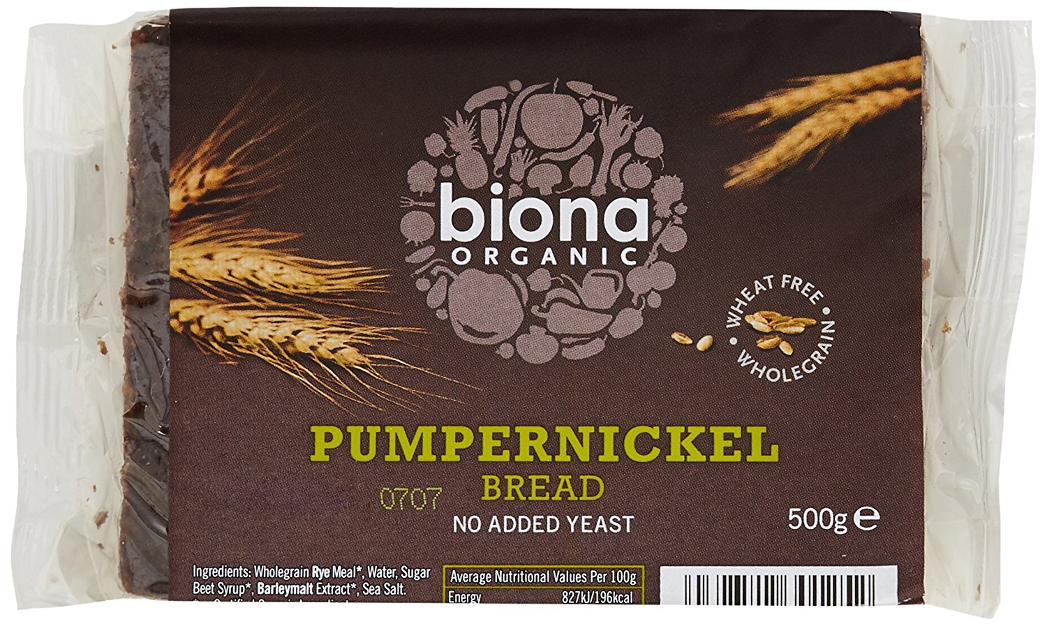 Biona Organic Pumpernickel Bread (500g) Pack of 6